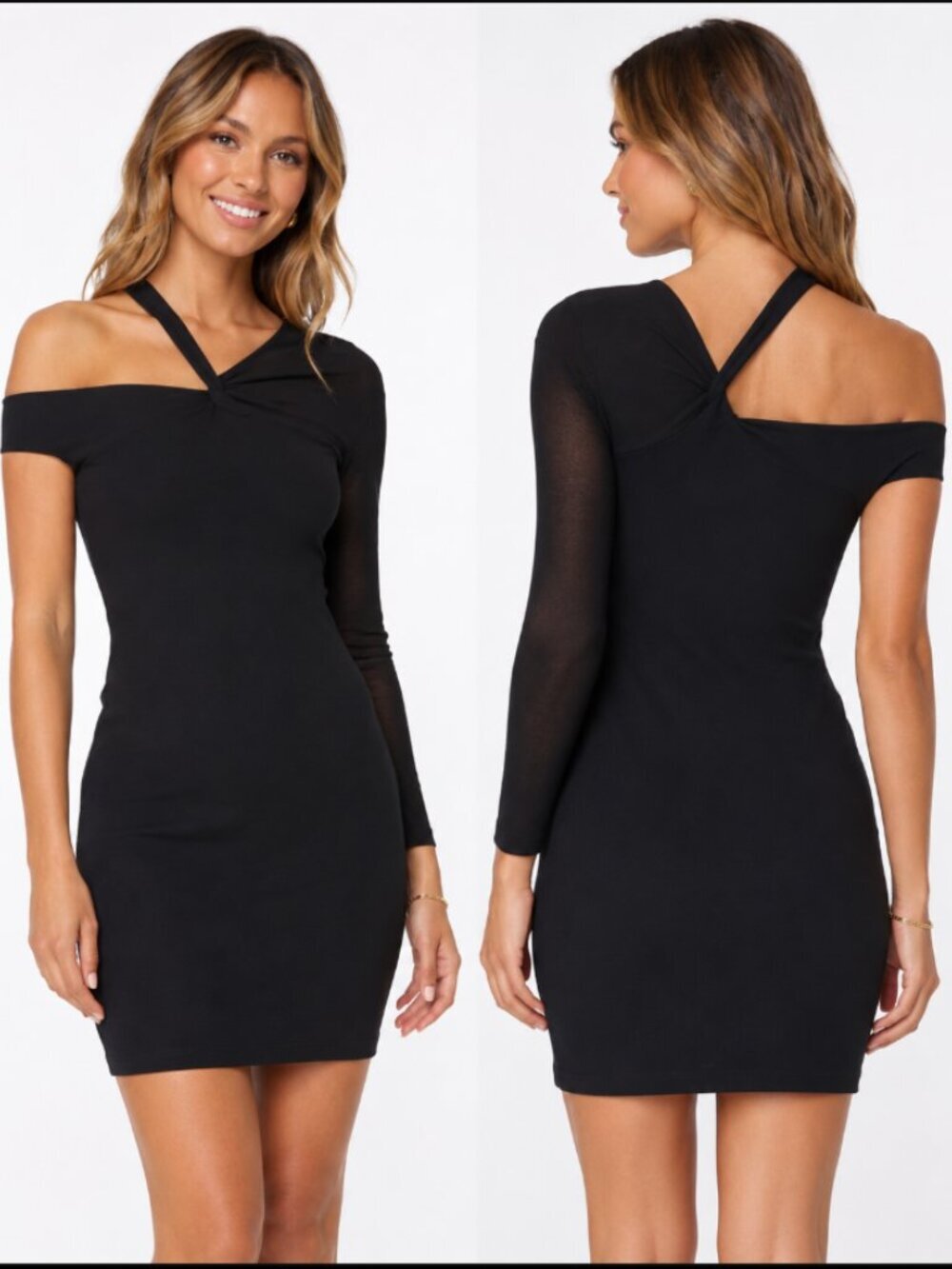 Helmut Lang Black Twist Dress XS Bodycon Mini Sexy Party Going Out